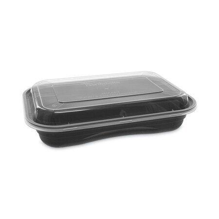 Pactiv Versa2Go Containers, 8.4 x 5.6 x 1.4, 27oz, 1-Comp, Black/Clear, PK150 NV2GRT2786B